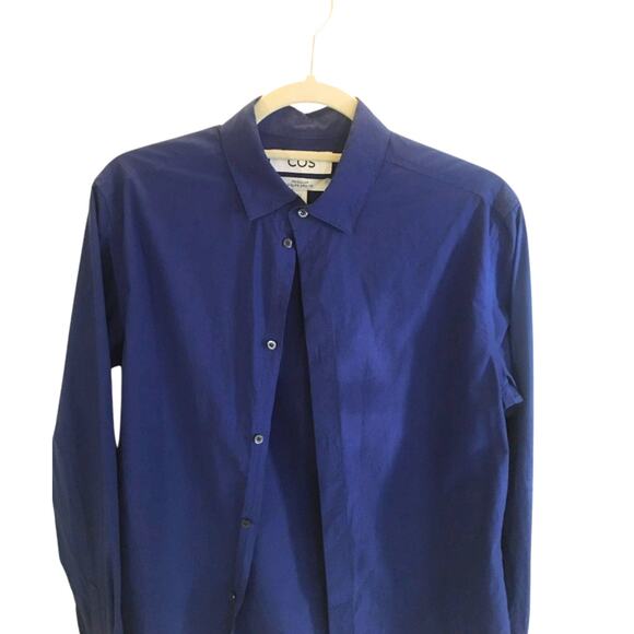 COS Blue Cotton Button Up Shirt, Unisex/Mens - Picture 2 of 3